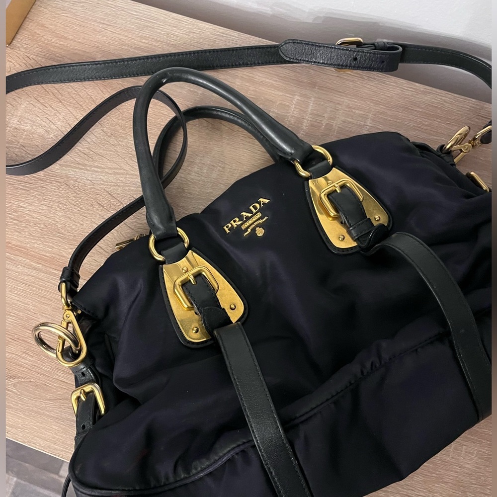Prada Black and Gold Crossbody Bag
